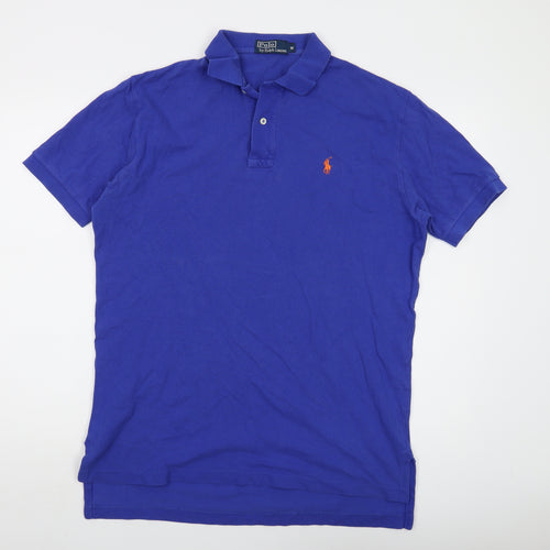 Polo Ralph Lauren Mens Blue Cotton Polo Size M Collared Button