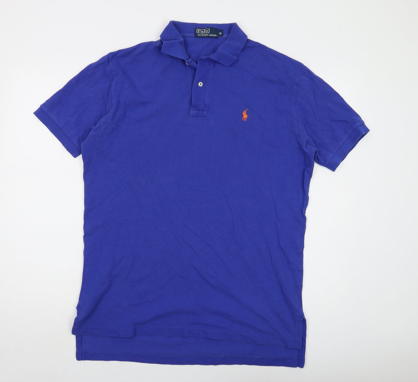 Polo Ralph Lauren Mens Blue Cotton Polo Size M Collared Button