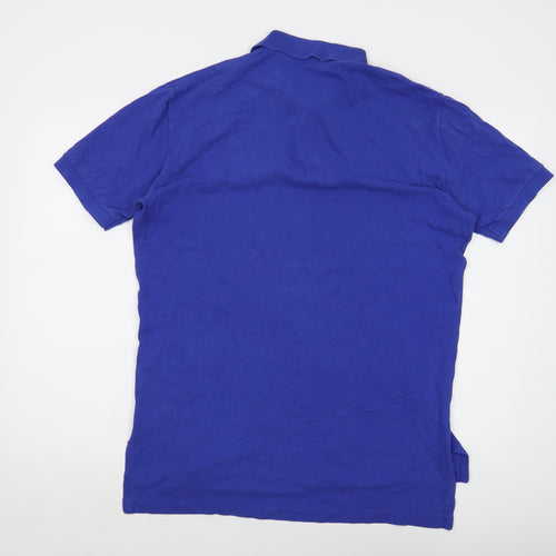 Polo Ralph Lauren Mens Blue Cotton Polo Size M Collared Button