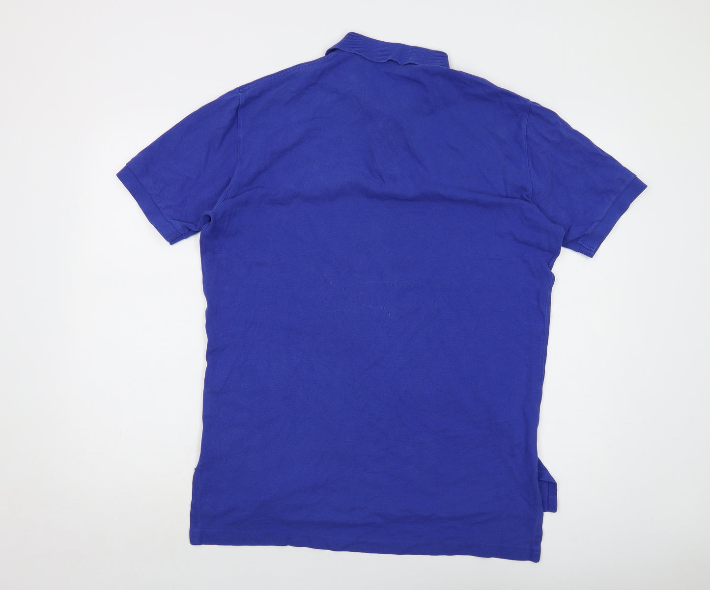 Polo Ralph Lauren Mens Blue Cotton Polo Size M Collared Button