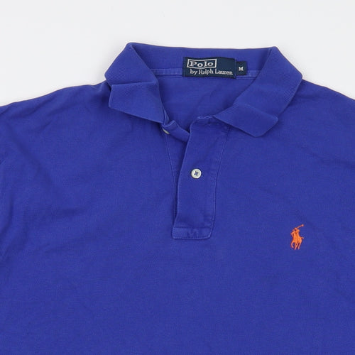 Polo Ralph Lauren Mens Blue Cotton Polo Size M Collared Button