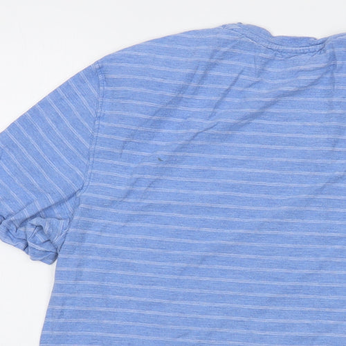 Fat Face Mens Blue Striped Cotton T-Shirt Size L Crew Neck