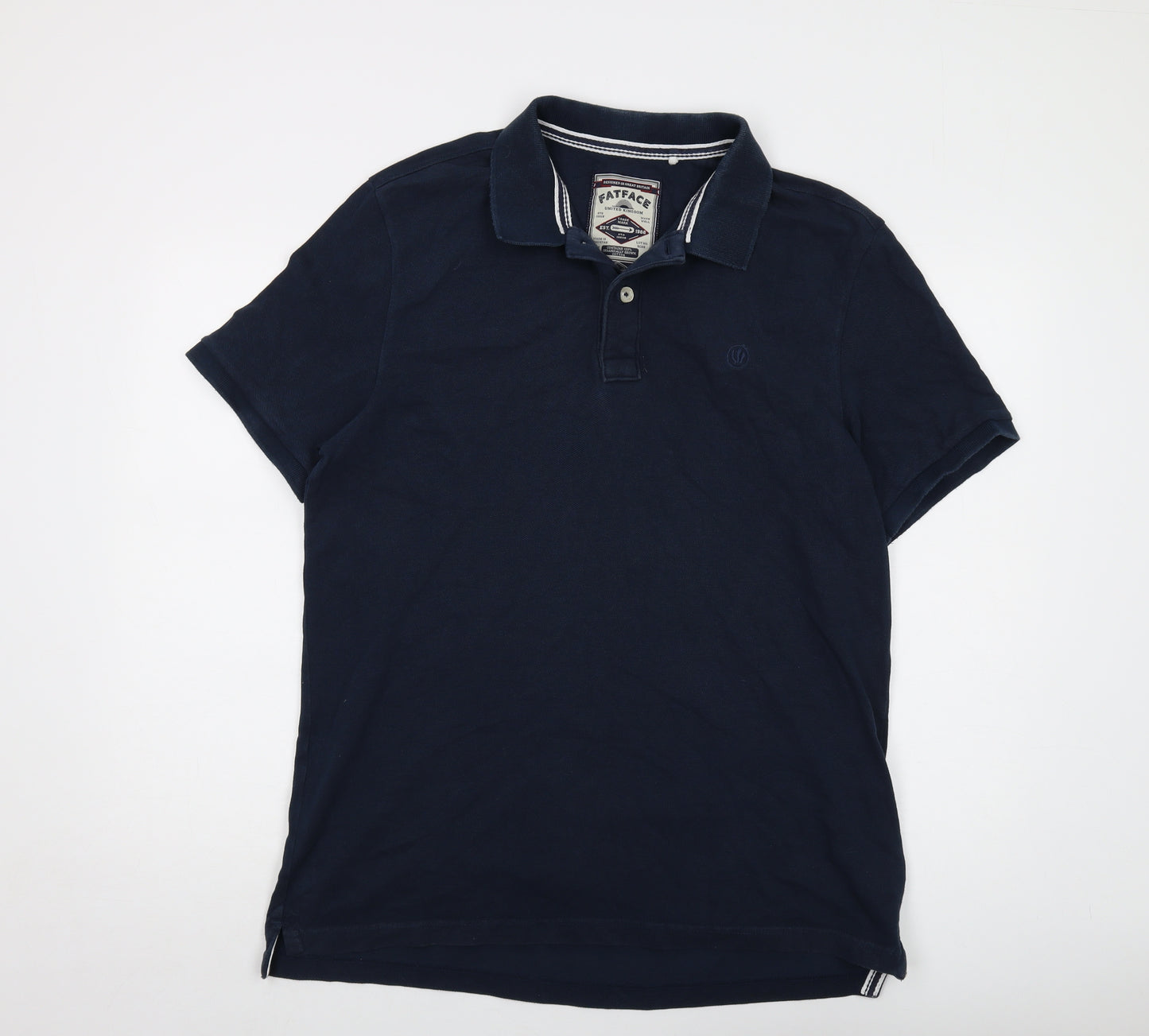 Fat Face Mens Blue Cotton Polo Size XL Collared Button