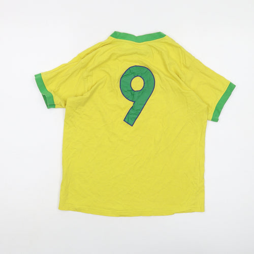 Brasi;l Womens Yellow Cotton Basic T-Shirt Size 10 Crew Neck