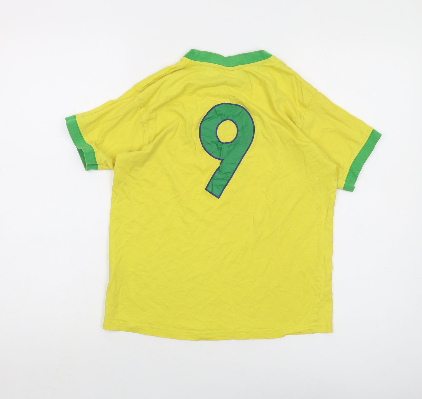 Brasi;l Womens Yellow Cotton Basic T-Shirt Size 10 Crew Neck