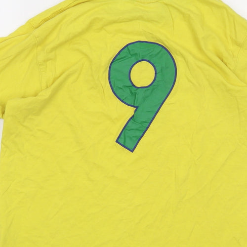Brasi;l Womens Yellow Cotton Basic T-Shirt Size 10 Crew Neck