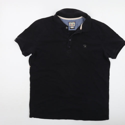 Diesel Mens Black Cotton Polo Size XL Collared Button