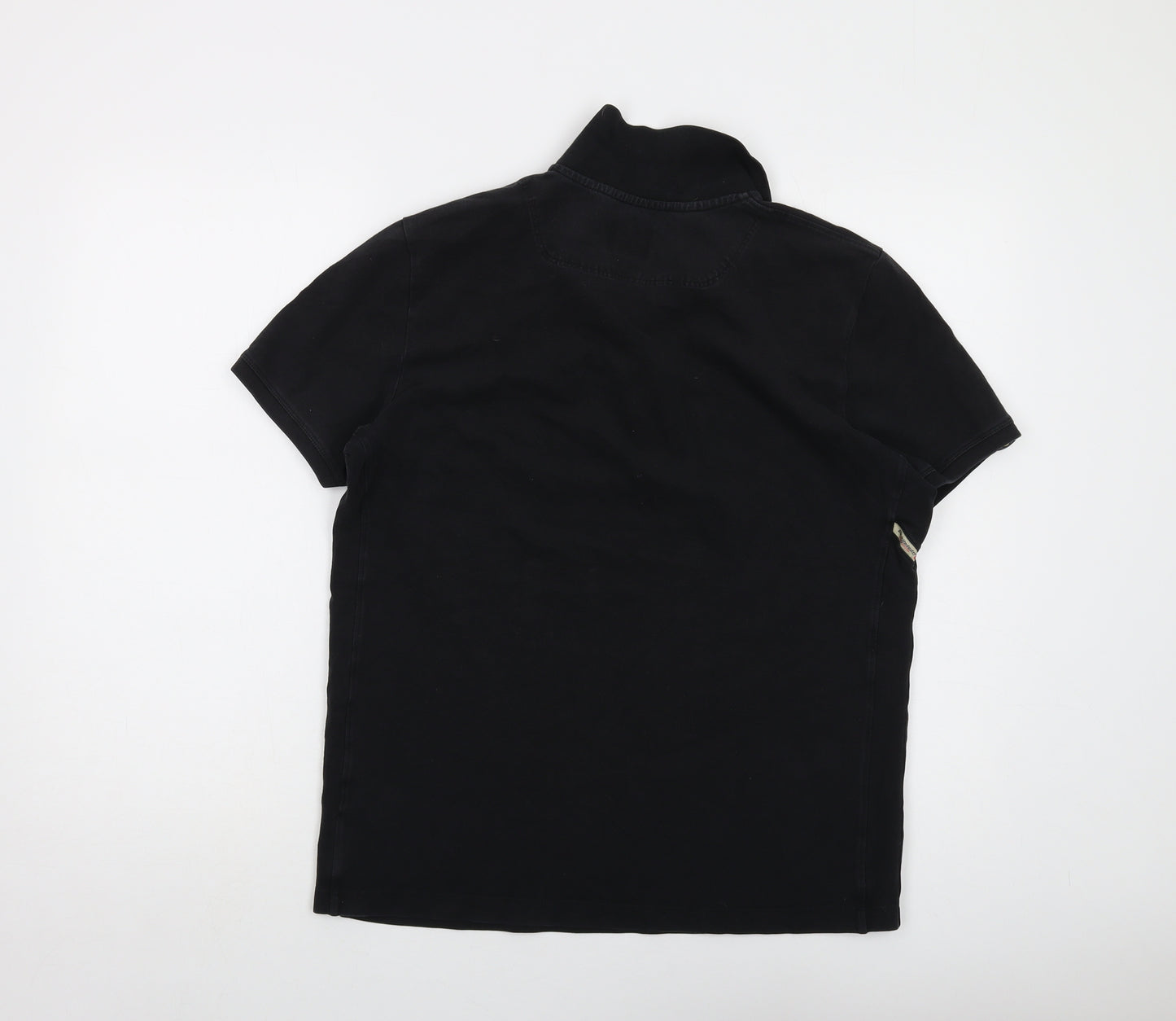 Diesel Mens Black Cotton Polo Size XL Collared Button