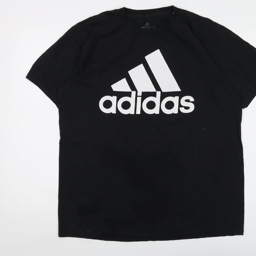 adidas Mens Black Cotton T-Shirt Size L Crew Neck