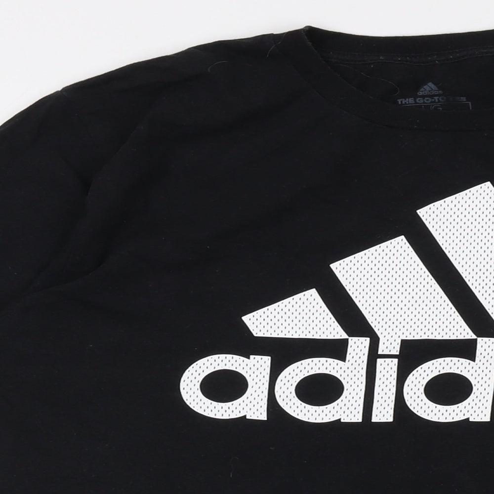 adidas Mens Black Cotton T-Shirt Size L Crew Neck