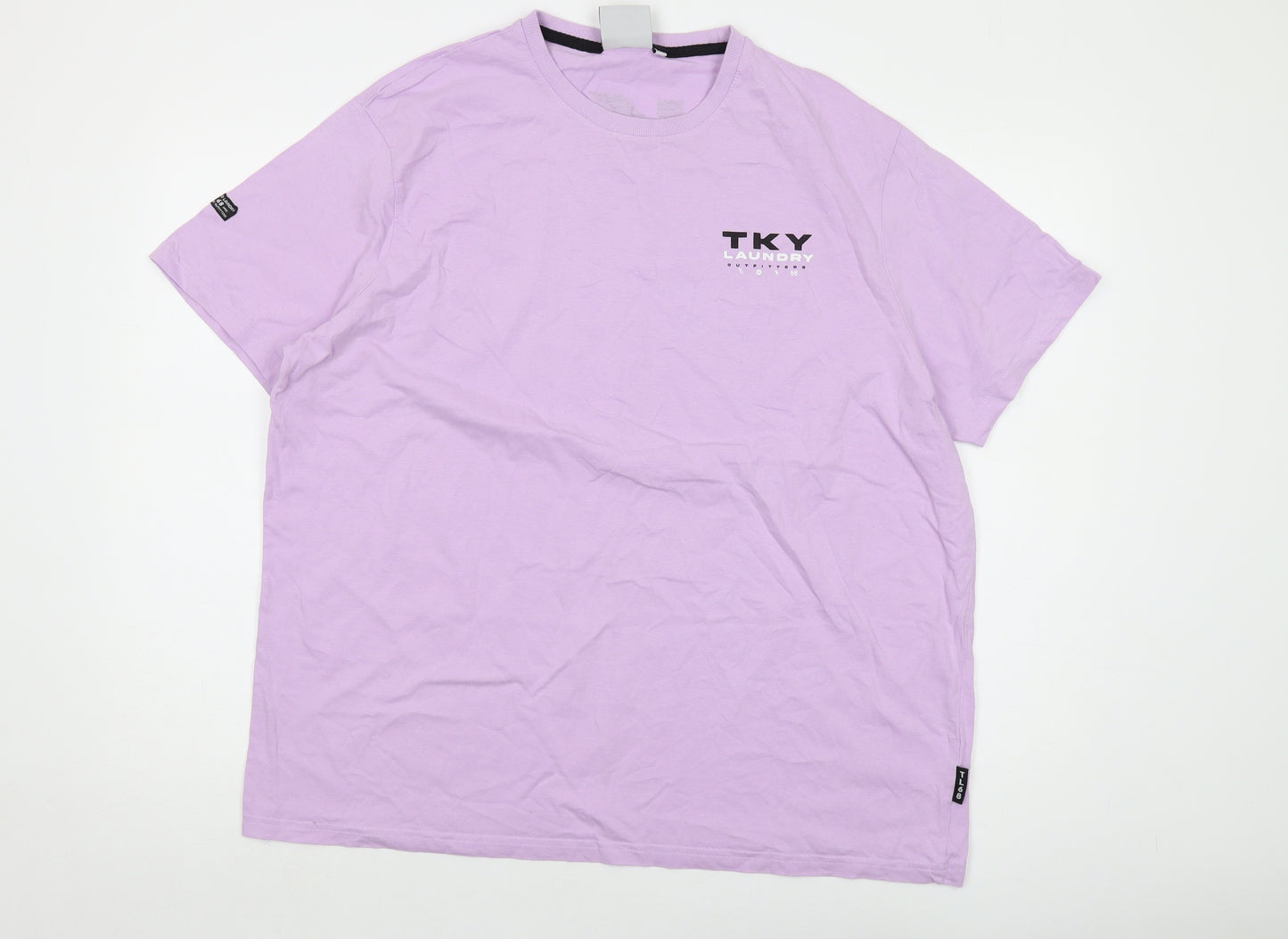 Tokyo Laundry Mens Purple Cotton T-Shirt Size 2XL Crew Neck