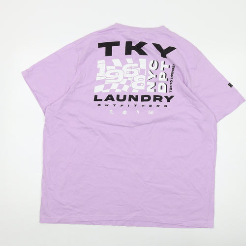 Tokyo Laundry Mens Purple Cotton T-Shirt Size 2XL Crew Neck