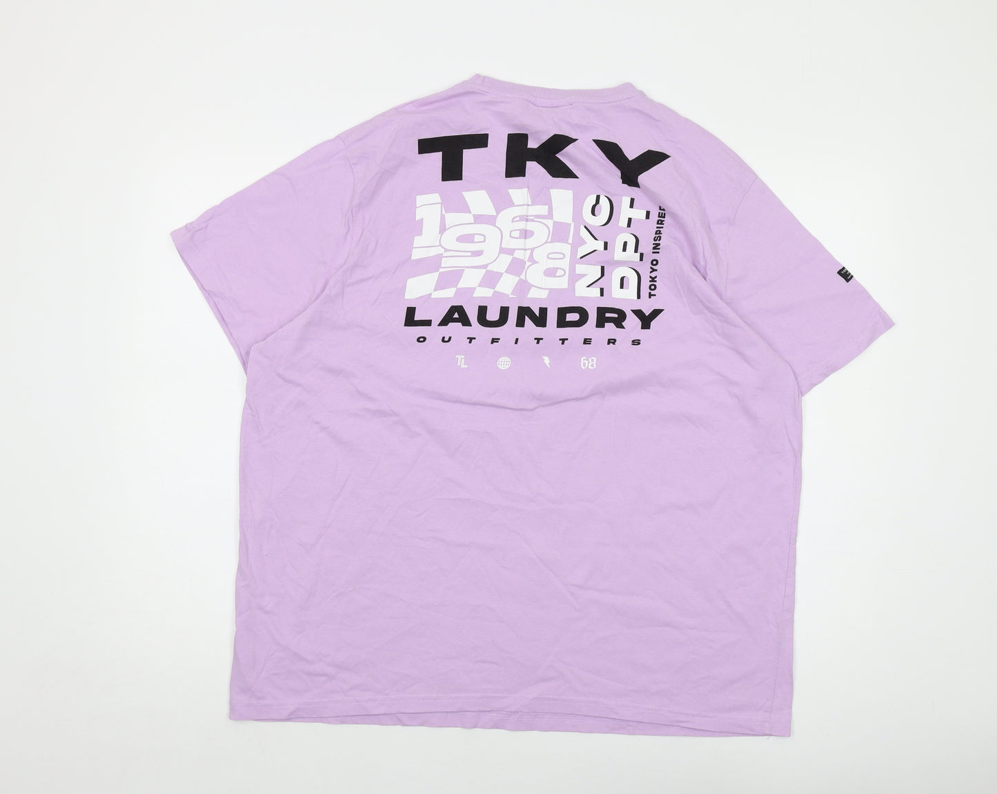 Tokyo Laundry Mens Purple Cotton T-Shirt Size 2XL Crew Neck