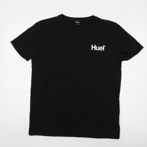 Huel Mens Black Cotton T-Shirt Size L Crew Neck