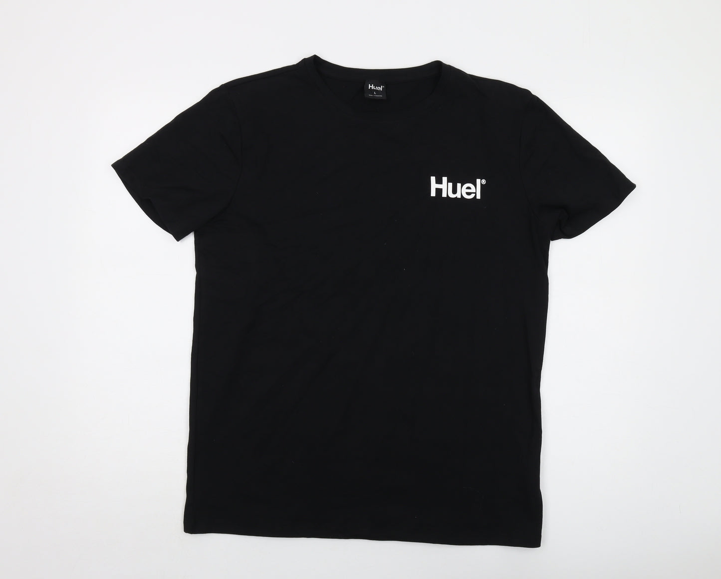 Huel Mens Black Cotton T-Shirt Size L Crew Neck