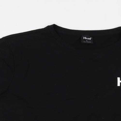 Huel Mens Black Cotton T-Shirt Size L Crew Neck