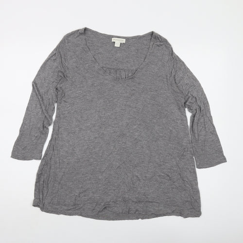 Monsoon Womens Grey Viscose Basic Blouse Size 12 V-Neck