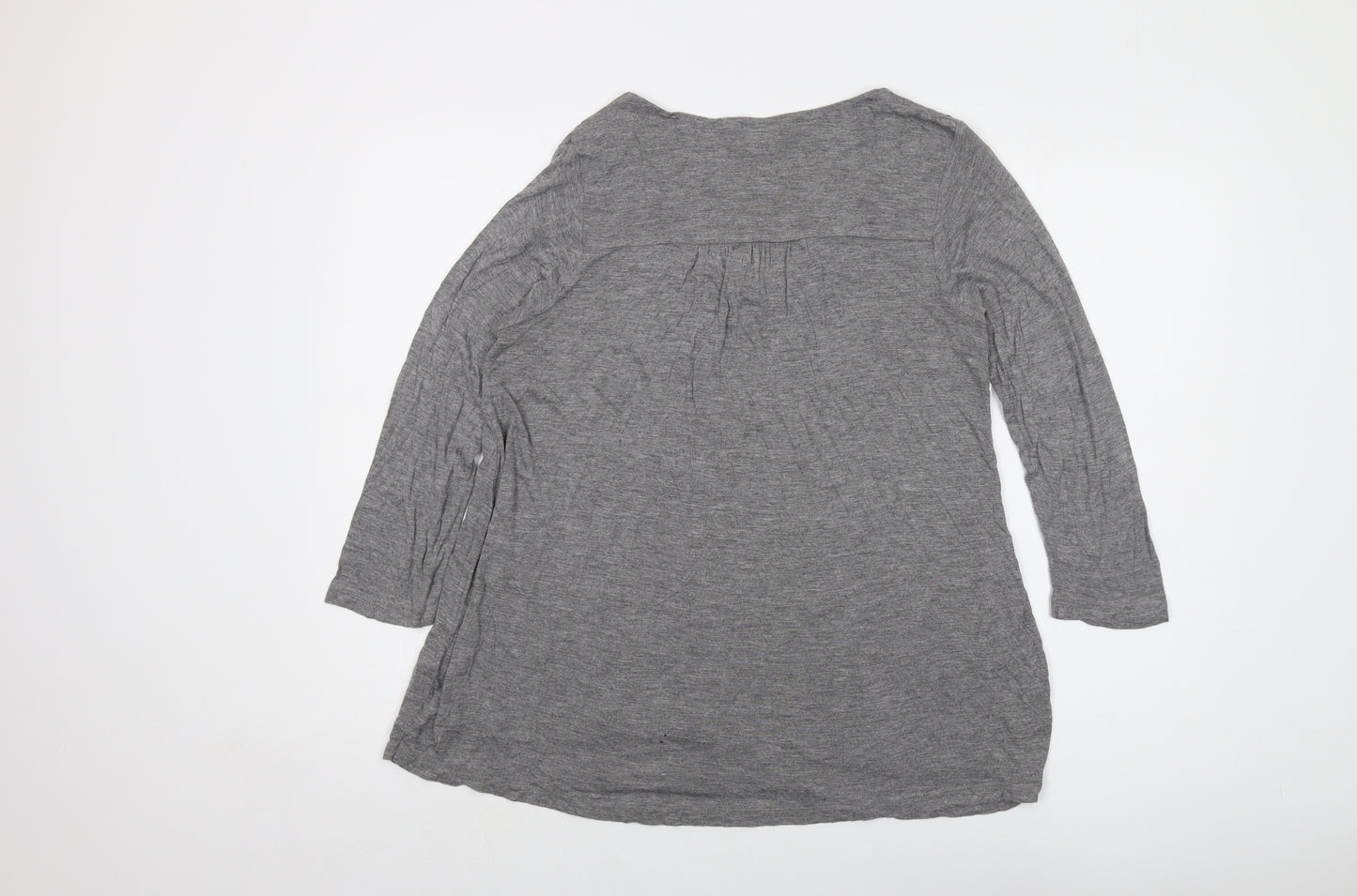 Monsoon Womens Grey Viscose Basic Blouse Size 12 V-Neck