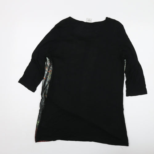 Cotton Traders Womens Black Polyester Basic Blouse Size 12 Round Neck