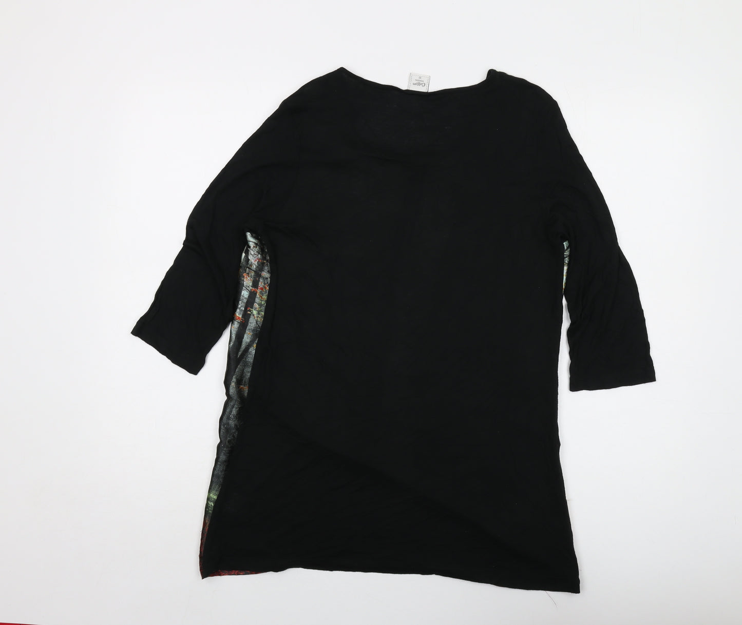 Cotton Traders Womens Black Polyester Basic Blouse Size 12 Round Neck