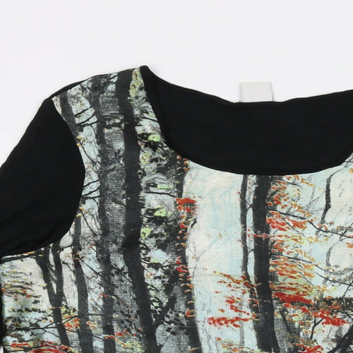 Cotton Traders Womens Black Polyester Basic Blouse Size 12 Round Neck
