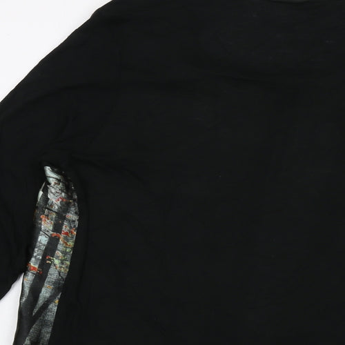 Cotton Traders Womens Black Polyester Basic Blouse Size 12 Round Neck