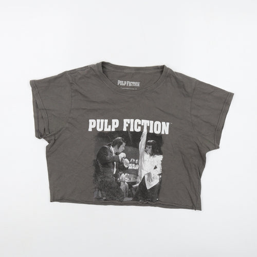 Pulp Fiction Womens Green Cotton Cropped T-Shirt Size L Crew Neck