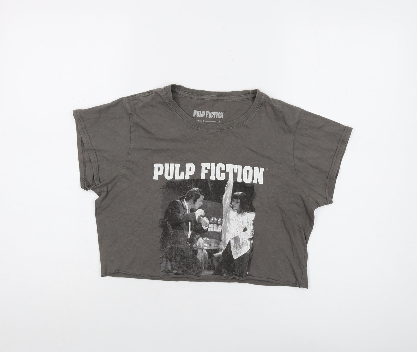 Pulp Fiction Womens Green Cotton Cropped T-Shirt Size L Crew Neck