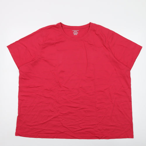 Lands' End Womens Pink Cotton Basic T-Shirt Size 24 Crew Neck