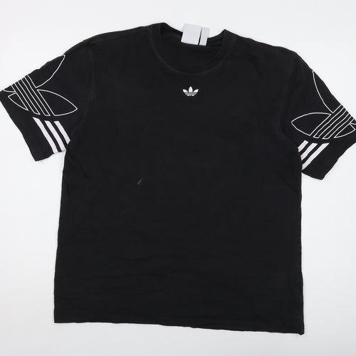 adidas Mens Black Cotton T-Shirt Size M Crew Neck