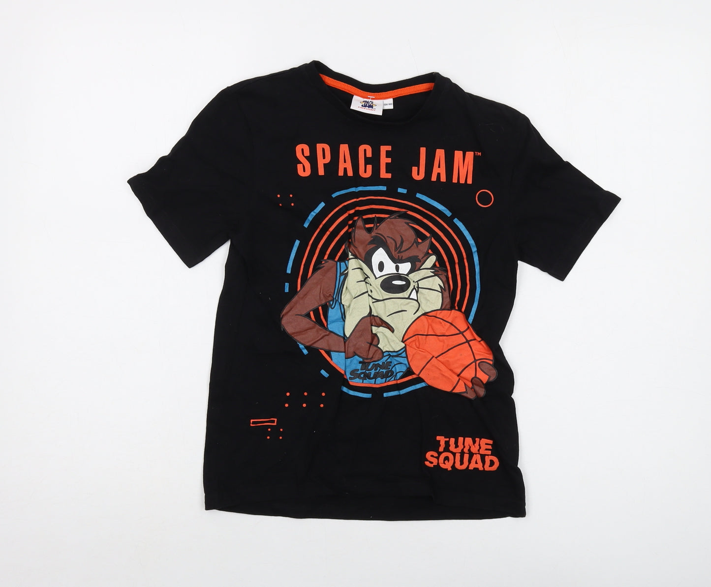 Space Jam Boys Black Cotton Basic T-Shirt Size 9-10 Years Crew Neck Pullover