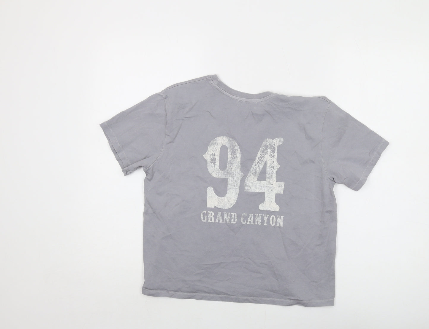 Mango Womens Grey Cotton Basic T-Shirt Size S Crew Neck