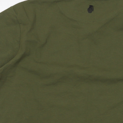 Grenade Mens Green Cotton T-Shirt Size L Crew Neck