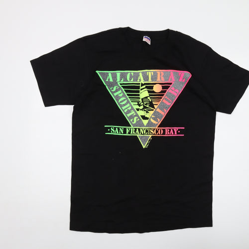 Alcatraz Mens Black Cotton T-Shirt Size L Crew Neck
