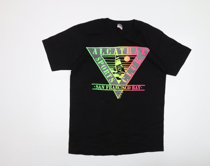 Alcatraz Mens Black Cotton T-Shirt Size L Crew Neck