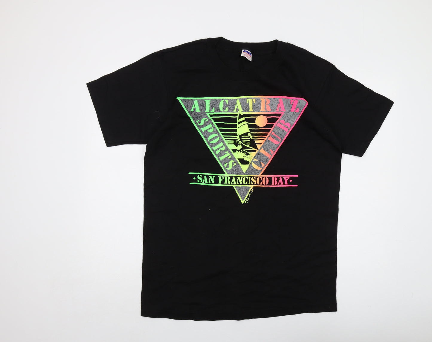 Alcatraz Mens Black Cotton T-Shirt Size L Crew Neck