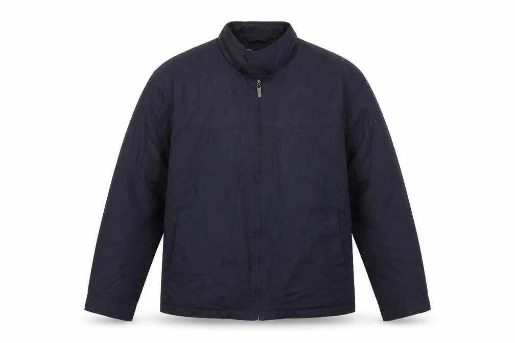 Front view of Brook Taverner men’s blue jacket, size L, zip