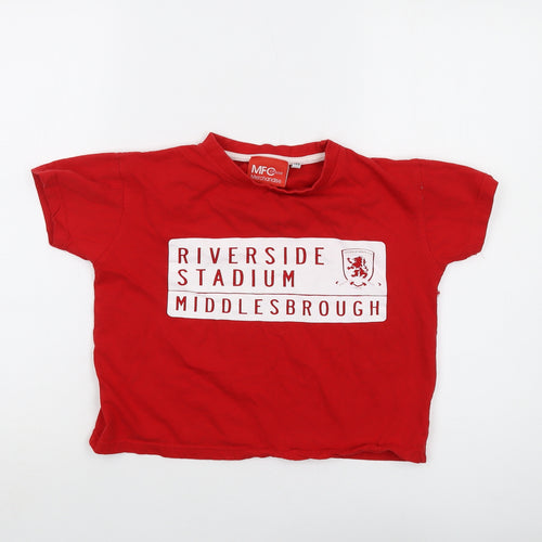 DM Merchandising Girls Red Cotton Basic T-Shirt Size 7-8 Years Crew Neck Pullover