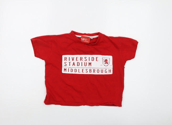 DM Merchandising Girls Red Cotton Basic T-Shirt Size 7-8 Years Crew Neck Pullover