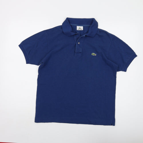 Lacoste Mens Blue Cotton Polo Size S Collared Button