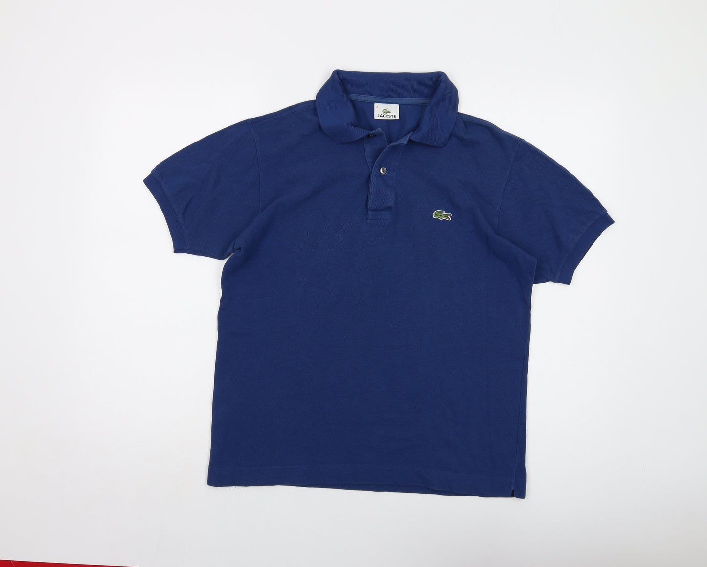 Lacoste Mens Blue Cotton Polo Size S Collared Button