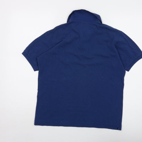 Lacoste Mens Blue Cotton Polo Size S Collared Button