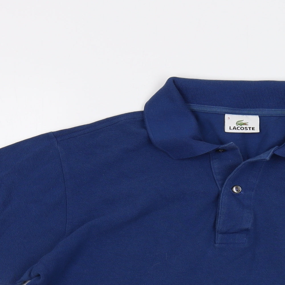 Lacoste Mens Blue Cotton Polo Size S Collared Button