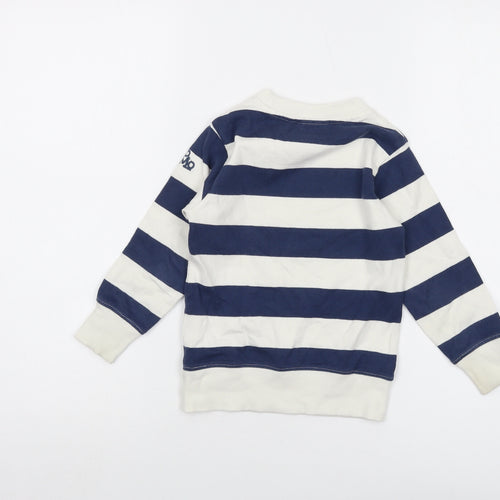 molo Boys Blue Striped Cotton Pullover Sweatshirt Size 4 Years Pullover