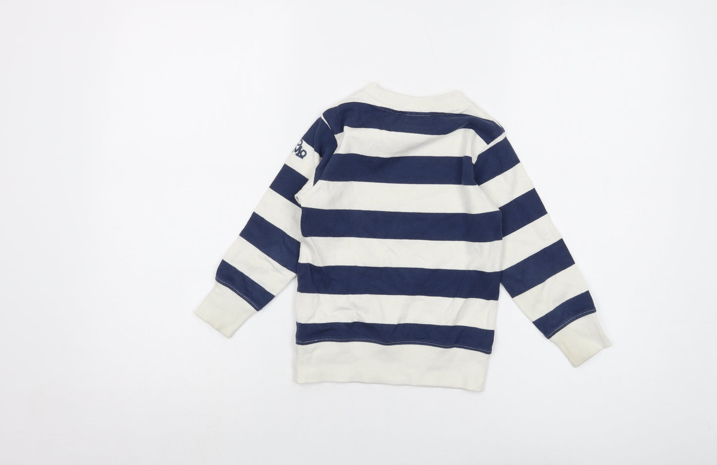 molo Boys Blue Striped Cotton Pullover Sweatshirt Size 4 Years Pullover