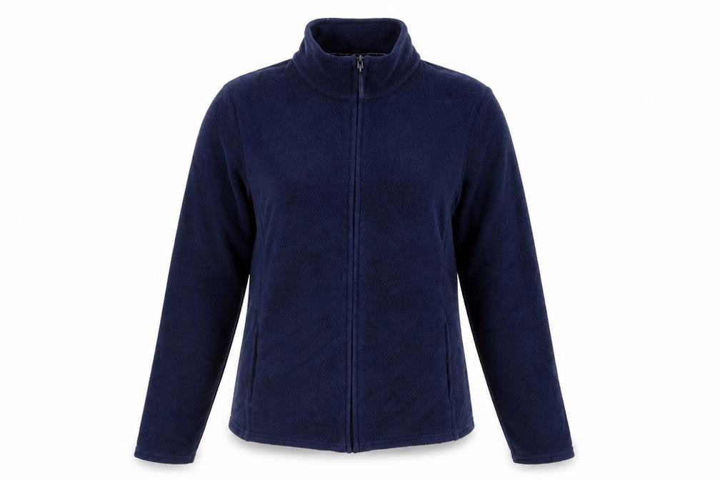 Front view of Marks & Spencer women’s blue jacket, size UK 12, zip
