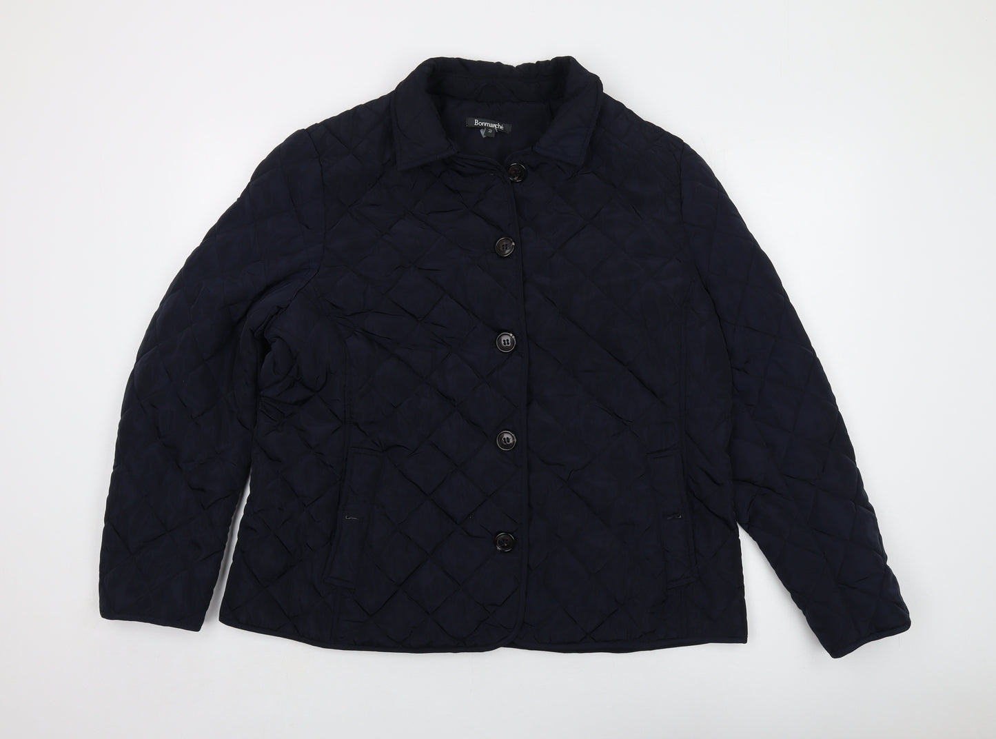 Bonmarché Womens Blue Quilted Jacket Size 20 Button