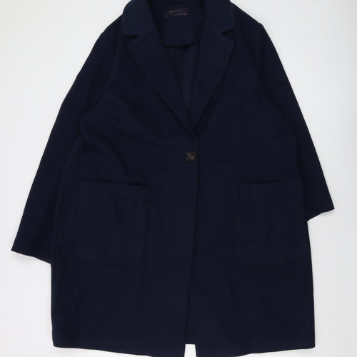 Marks and Spencer Womens Blue Overcoat Coat Size 18 Button