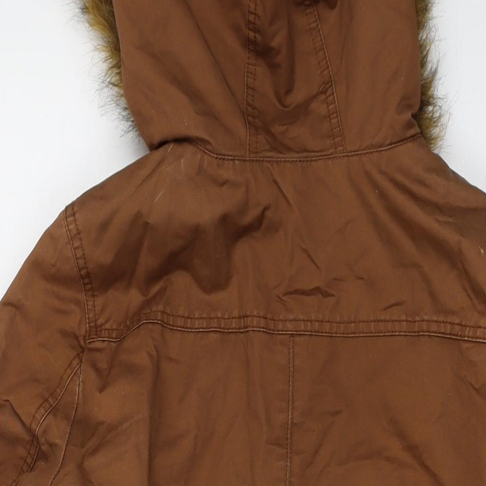 H&M Womens Brown Parka Jacket Size 8 Zip