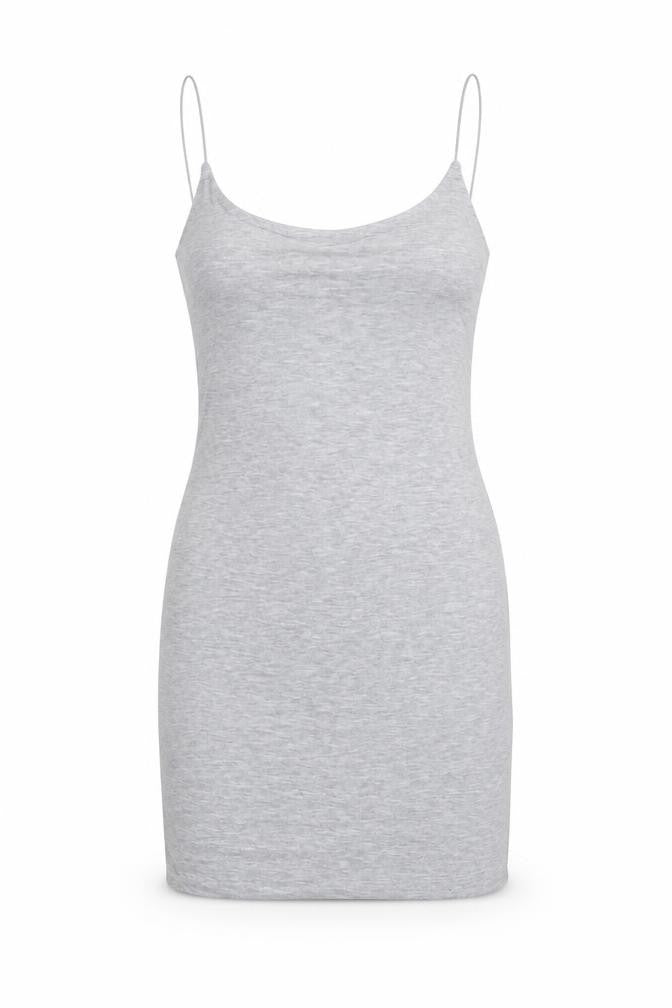 Front view of MissEmpire women’s grey viscose bodycon, size S, scoop neck pullover